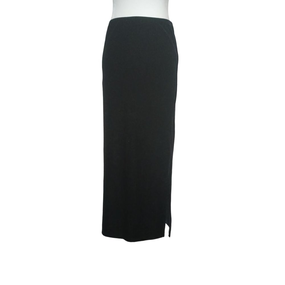 Gothic‎ Black Velour Skirt Womens M Full Length Vamp Side Vents 90s Y2K Grunge